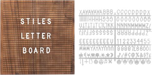 Stiles 10"x10" Wood Letter Board Sign Set, With 340 Plastic Letters, Numbers, and Symbols, Changeable Wooden Message Board for Menu, Milestones, or Baby Announcement Sign, Walnut in Saudi Arabia