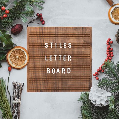 Stiles 10"x10" Wood Letter Board Sign Set, With 340 Plastic Letters, Numbers, and Symbols, Changeable Wooden Message Board for Menu, Milestones, or Baby Announcement Sign, Walnut in Saudi Arabia