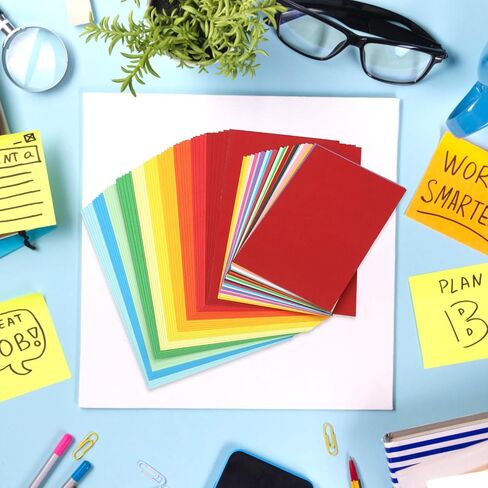 100 Sheets Colored Cardstock Blank Colorful Thick Paper 92LB/250gsm Cards Stock for Invitations, Postcards, Photos, DIY Crafts Greeting Card Making Scrapbook Supplies (4 x 6Inch) in Saudi Arabia
