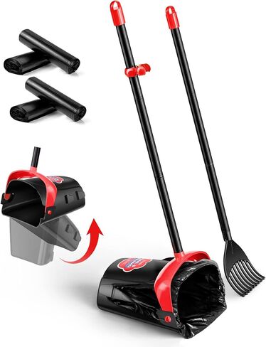 Large Swivel Bin & Rake Pooper Scooper with 40 Waste Bags, 36" Long Handle & 4 Bag Hooks Adjustable Dog Pooper Scooper for Large Dogs and Pets, Portable Non-Breakable Dog Poop Scooper in Saudi Arabia