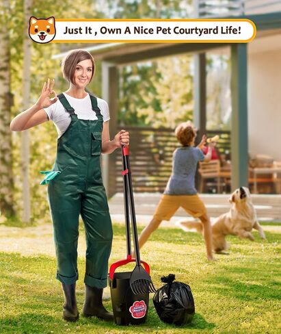 Large Swivel Bin & Rake Pooper Scooper with 40 Waste Bags, 36" Long Handle & 4 Bag Hooks Adjustable Dog Pooper Scooper for Large Dogs and Pets, Portable Non-Breakable Dog Poop Scooper in Saudi Arabia