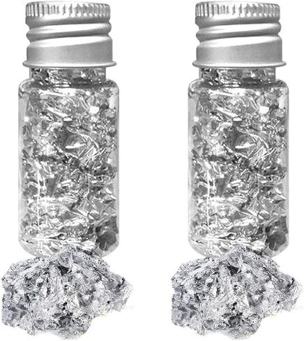 Edible Gold Leaf 2 Bottle Edible Gold Leaf Flakes Gold Foil Flakes Decor for Food Cooking Cakes Chocolates Crafts Nail Makeup Spa, Golden, Rose Gold in Saudi Arabia