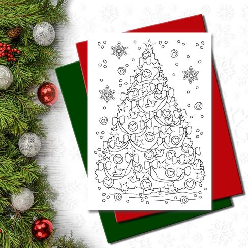 بطاقات تلوين عيد الميلاد من Art Eclect للبالغين، 10 بطاقات فريدة، 5 مظاريف حمراء و5 خضراء (عيد الميلاد F1/10) in Kuwait