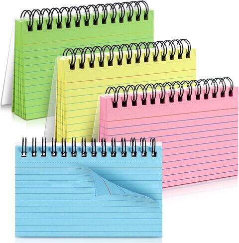 Tecmisse 200 PCS Index Cards, 3x5 Inches Spiral Bound Index Cards, Ruled Flashcards, White Notecards for Taking to Do List, School and Office Use (White) in Kuwait