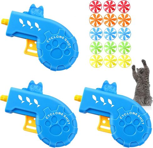 Sumind 18 Pieces Cat Fetch Tracking Interactive Toys with 5 Colors Flying Propellers for Indoor PET Cat Kitty Training Chasing (Blue, Cat) in Saudi Arabia