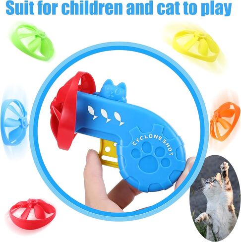 Sumind 18 Pieces Cat Fetch Tracking Interactive Toys with 5 Colors Flying Propellers for Indoor PET Cat Kitty Training Chasing (Blue, Cat) in Saudi Arabia