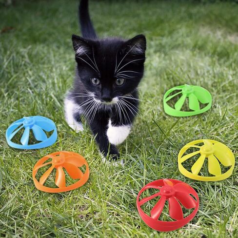 Sumind 18 Pieces Cat Fetch Tracking Interactive Toys with 5 Colors Flying Propellers for Indoor PET Cat Kitty Training Chasing (Blue, Cat) in Saudi Arabia