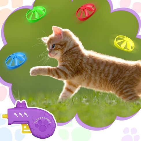 Sumind 18 Pieces Cat Fetch Tracking Interactive Toys with 5 Colors Flying Propellers for Indoor PET Cat Kitty Training Chasing (Blue, Cat) in Saudi Arabia