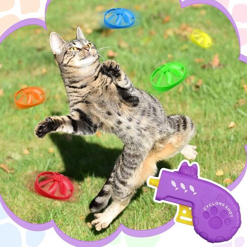 Sumind 18 Pieces Cat Fetch Tracking Interactive Toys with 5 Colors Flying Propellers for Indoor PET Cat Kitty Training Chasing (Blue, Cat) in Saudi Arabia