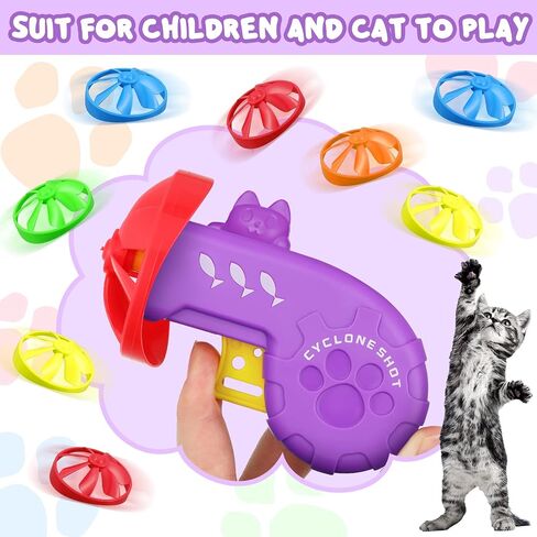 Sumind 18 Pieces Cat Fetch Tracking Interactive Toys with 5 Colors Flying Propellers for Indoor PET Cat Kitty Training Chasing (Blue, Cat) in Saudi Arabia