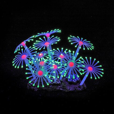 Glowing Fish Tank Decorations Plants, 4 pcs Glow Aquarium Decorations, Glowing Coral Plant Ornaments Lotus Kelp and Anemone in Saudi Arabia