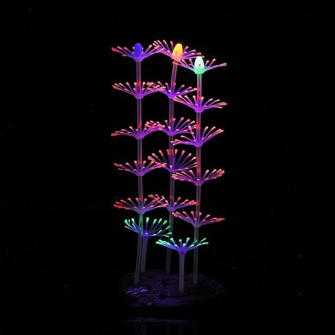 Glowing Fish Tank Decorations Plants, 4 pcs Glow Aquarium Decorations, Glowing Coral Plant Ornaments Lotus Kelp and Anemone in Saudi Arabia