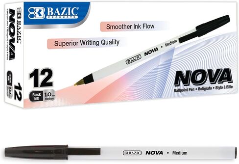 BAZIC Nova Black Color Stick Pen (12/Box) in Saudi Arabia