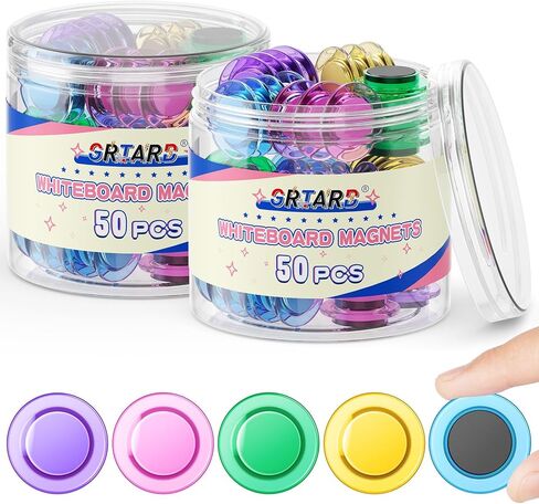 Grtard 45 Pcs Magnets for Whiteboard, Round Refrigerator Magnets Fridge Magnets Whiteboard Magnets, Dry Board Decorative Magnets Teacher Supplies for School, Home, Office (Colorful, 3cm/1.18 inch) in Kuwait