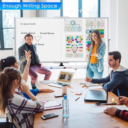 maxtek Rolling Whiteboard, 48x36 Large Magnetic White Board with Stands, Big Double-Sided White Board Dry Erase on Wheels for Homeschool, Home Office, Office, School (Silver, 48 x 36) in Saudi Arabia