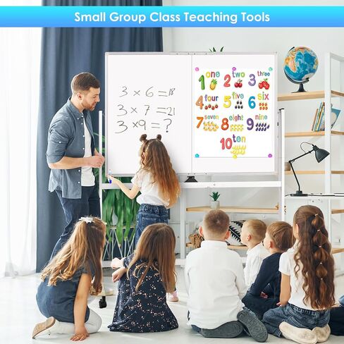 maxtek Rolling Whiteboard, 48x36 Large Magnetic White Board with Stands, Big Double-Sided White Board Dry Erase on Wheels for Homeschool, Home Office, Office, School (Silver, 48 x 36) in Saudi Arabia