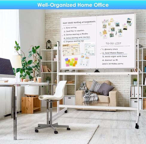 maxtek Rolling Whiteboard, 48x36 Large Magnetic White Board with Stands, Big Double-Sided White Board Dry Erase on Wheels for Homeschool, Home Office, Office, School (Silver, 48 x 36) in Saudi Arabia