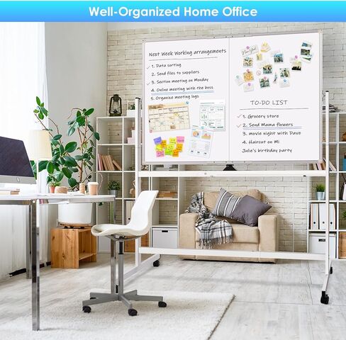 سبورة بيضاء متدحرجة من maxtek، لوحة بيضاء مغناطيسية كبيرة مقاس 48 × 36 مع حوامل، لوحة بيضاء كبيرة مزدوجة الجوانب قابلة للمسح الجاف على عجلات للمدرسة المنزلية والمكتب المنزلي والمكتب والمدرسة (فضي، 48 × 36) in Kuwait