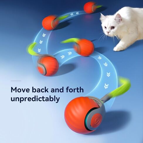 Speedy Sprint Ball Toy for Cat Type-C Rechargeable Interactive Cats Toy Orange in Saudi Arabia