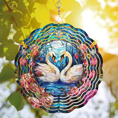 64memory Swan Wind Spinner, Swan Wind Spinner Hanging for Yard and Garden, Unique Gift Wind Spinner, 3D Hanging Wind Spinner Outdoor, Cute Swan Wind Spinner (Swan) in Saudi Arabia
