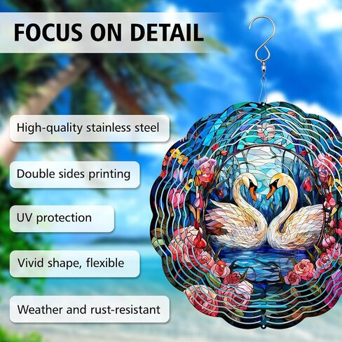 64memory Swan Wind Spinner, Swan Wind Spinner Hanging for Yard and Garden, Unique Gift Wind Spinner, 3D Hanging Wind Spinner Outdoor, Cute Swan Wind Spinner (Swan) in Saudi Arabia