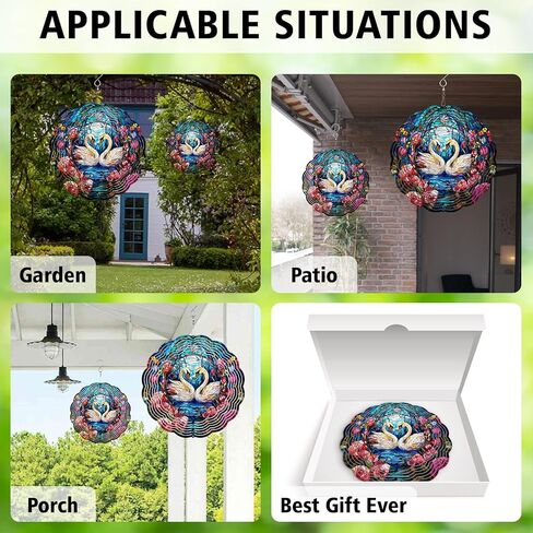 64memory Swan Wind Spinner, Swan Wind Spinner Hanging for Yard and Garden, Unique Gift Wind Spinner, 3D Hanging Wind Spinner Outdoor, Cute Swan Wind Spinner (Swan) in Saudi Arabia