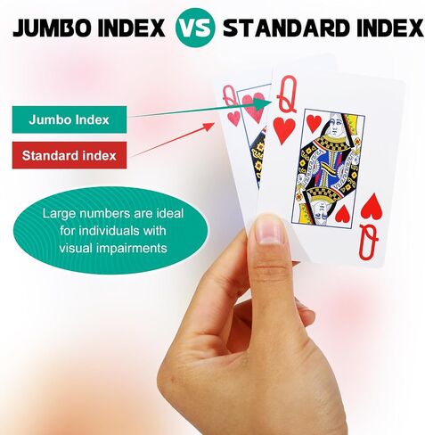 TYYIHUA Playing Cards Large Print, Low Vision Playing Cards, 2 Pack Poker Cards, Large Print Playing Cards for Seniors, Vision Impaired, for Blackjack, Euchre, Canasta Card Game in Saudi Arabia