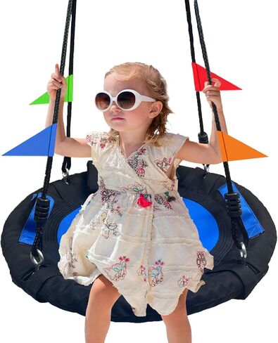40 Inch Tree Swing for Kids Outdoor，Spider Web Tree Swing,850Lb Weight Capacity，900D Oxford Waterproof with Handles, with 71" Detachable Nylon Rope Swivel，for Backyard, Playground (40Inch-6Colors) in Saudi Arabia