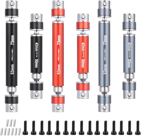 RCLIONS Steel RC Center Drive Shaft 40+53mm Driveshaft for 1/24th AXIAL SCX24 AXI00001 C10 AXI00002 JLU AXI00006 Bronco RC Crawler Car Upgrade Parts (Red) in Saudi Arabia