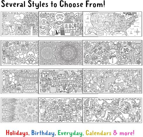 Tiny Expressions - Giant USA Coloring Map for Kids - Rolled, No Creases 72" x 30" - Jumbo Wall Art Poster for Classrooms, Bedrooms - Large Paper Banner (USA Map with Icons) in Kuwait