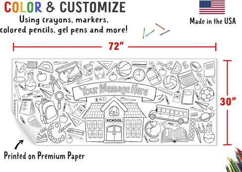 Tiny Expressions - Giant USA Coloring Map for Kids - Rolled, No Creases 72" x 30" - Jumbo Wall Art Poster for Classrooms, Bedrooms - Large Paper Banner (USA Map with Icons) in Kuwait