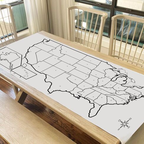 Tiny Expressions - Giant USA Coloring Map for Kids - Rolled, No Creases 72" x 30" - Jumbo Wall Art Poster for Classrooms, Bedrooms - Large Paper Banner (USA Map with Icons) in Kuwait