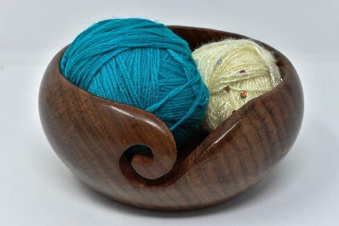 Ajuny Handmade Large Wooden Yarn Bowl with Holes Crochet Wool Ball Holder Elegant Design Decorative Knitting Bowl Storage Crocheting Accessories Gifts in Saudi Arabia