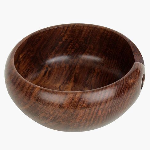 Ajuny Handmade Large Wooden Yarn Bowl with Holes Crochet Wool Ball Holder Elegant Design Decorative Knitting Bowl Storage Crocheting Accessories Gifts in Saudi Arabia