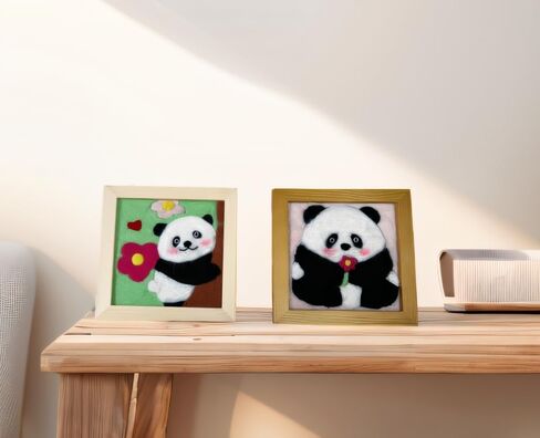 K&L House 2 Piece Cute Panda Needle Felting Kit, Felting Kit for Beginners Adult, Wool Needle Felting Kit Gifts Included Felting Needles, Felting Pad, Felting Wool, Wood Frame and Instruction in Saudi Arabia
