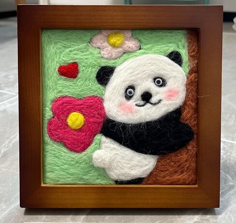 K&L House 2 Piece Cute Panda Needle Felting Kit, Felting Kit for Beginners Adult, Wool Needle Felting Kit Gifts Included Felting Needles, Felting Pad, Felting Wool, Wood Frame and Instruction in Saudi Arabia