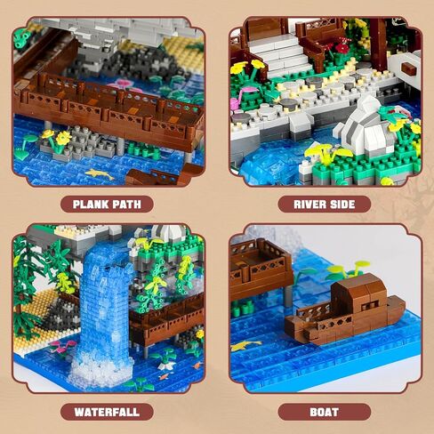 Peach Blossom Pond Micro Mini Building Blocks Set for Adults and Kids, Chinese Architecture Cherry Bonsai Gift Toys with String Lights, Japanese Sakura Tree House Micro Bricks (3320PCS) in Saudi Arabia