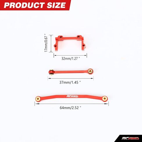 RCAWD Servo Mount + Steering Linkage 3-Piece Set for 1/18 1/24 Scx24 FMS Fcx18 Fcx24 Rc Crawler Car Upgrade Parts red in Saudi Arabia