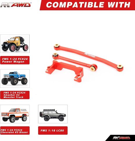 RCAWD Servo Mount + Steering Linkage 3-Piece Set for 1/18 1/24 Scx24 FMS Fcx18 Fcx24 Rc Crawler Car Upgrade Parts red in Saudi Arabia