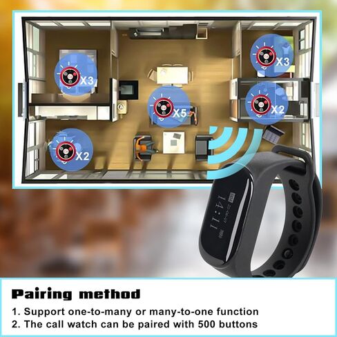 نظام استدعاء الممرضات اللاسلكي Retekess TD112، نظام النداء للمطاعم، 1 جهاز استقبال للساعة، 10 أزرار اتصال بأربعة مفاتيح للمطعم، البار، المستشفى، العيادة، المقهى in Kuwait