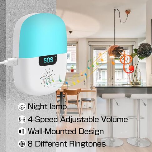 WiFi Caregiver Pager Wireless, Issufel Smart App Emergency Life Alert System Fall Call Button for Elderly Home Patients Disabled Pregnant Woman Seniors 1 Receiver+1 Call Button(2.4GHz Wi-Fi Only) in Saudi Arabia