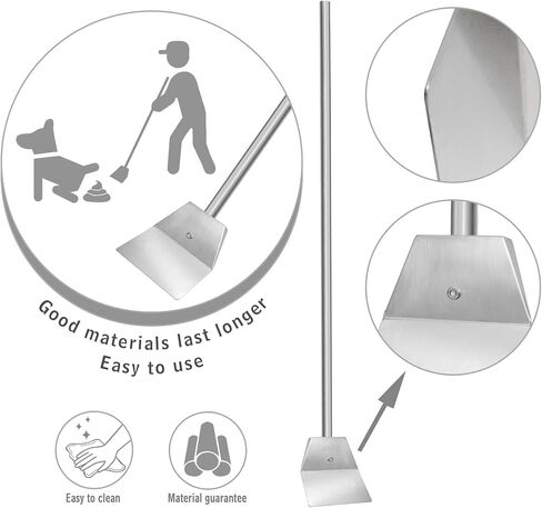 Stainless Steel Spade Poop Scoop,Large Pooper Scooper with Long Handle,33.4 inch Scooper for Pet Waste Indoor Outdoor Cleaning Easy Wash (Pooper Scooper Only) in Saudi Arabia