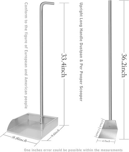 Stainless Steel Spade Poop Scoop,Large Pooper Scooper with Long Handle,33.4 inch Scooper for Pet Waste Indoor Outdoor Cleaning Easy Wash (Pooper Scooper Only) in Saudi Arabia