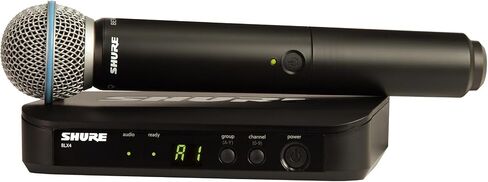 Shure BLX24R/B58 Rack-Mount Wireless Audio System H10 Band (542–572 MHz) – BLX4R Receiver, BLX2 Transmitter with Beta 58A Mic, Up to 14 Hr Battery, 300 ft Range in Kuwait