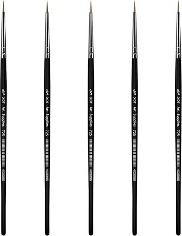 XDT#725 Micro Detail Artist Pin Point Painting Brush Set of 5 Piece #00000 Brushes Set, Acrylic Watercolor Oil, Fine Detailing Painting, Art, Scale Models, Easy Grip Handles. in Kuwait