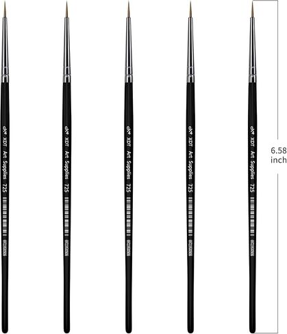 XDT#725 Micro Detail Artist Pin Point Painting Brush Set of 5 Piece #00000 Brushes Set, Acrylic Watercolor Oil, Fine Detailing Painting, Art, Scale Models, Easy Grip Handles. in Kuwait