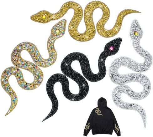 4 Pcs Snake-Shaped Rhinestones Trim Ribbon Rhinestones Applique Iron on Patches DIY Clothing Accessories Repair Decoration for Clothes Garments Bags Wedding Dress（4 Colors） in Saudi Arabia