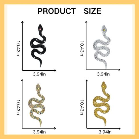 4 Pcs Snake-Shaped Rhinestones Trim Ribbon Rhinestones Applique Iron on Patches DIY Clothing Accessories Repair Decoration for Clothes Garments Bags Wedding Dress（4 Colors） in Saudi Arabia