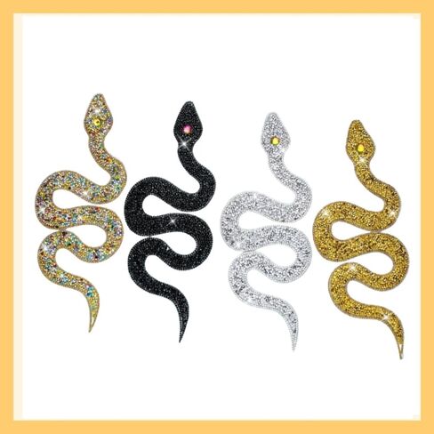 4 Pcs Snake-Shaped Rhinestones Trim Ribbon Rhinestones Applique Iron on Patches DIY Clothing Accessories Repair Decoration for Clothes Garments Bags Wedding Dress（4 Colors） in Saudi Arabia