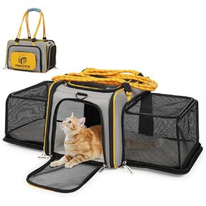 Airline Approved Dog Carrier for Small Dogs with Wheels, Expandable Cat Carrier Soft Pet Travel Carrier Crate for Medium Dogs and Cats Under 25LBS (17 x 12 x 11 Inches)